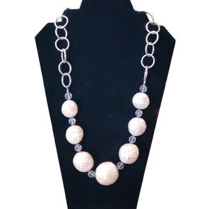 Mosaic Mother Of Pearl Handcrafted Sterling Silver Link Necklace